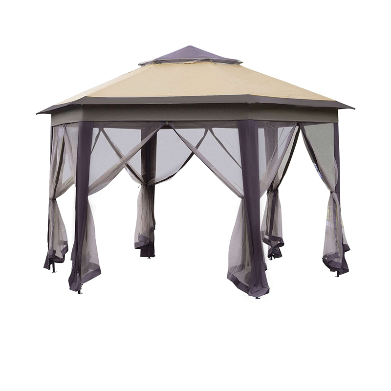 13 \\\\ \'x 13 \\\\\' Pop Up Gazebo Hexagonal Canopy с 6 сеткой сетки на молнии, 2-уровневой палаткой на крыше с прочной стальной рамой