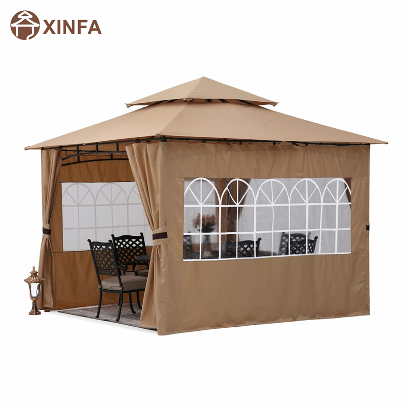 10\'x10 ’Outdoor Gazebo для внутреннего дворика с боковыми стенками церкви, коричневые